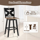 29" Rubberwood Swivel Barstools Set of 4 with Backrest and Large Seat