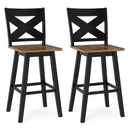 29" Rubberwood Swivel Barstools Set of 2 with Backrest and Large Seat by LJGDeals