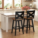 29" Rubberwood Swivel Barstools Set of 2 with Backrest and Large Seat by LJGDeals