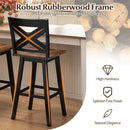29" Rubberwood Swivel Barstools Set of 2 with Backrest and Large Seat by LJGDeals