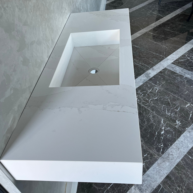 Calacatta Gold Engineered Quartz Kitchen Sink - Luxury Handcrafted Premium Design, photo 5 of 12