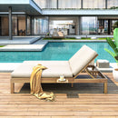 TREXM 5-Position Adjustable Backrest Double Chaise Lounge Outdoor