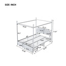Queen Size Canopy Platform Bed With Upholstered Headboard And 2 Storage Drawers - White by HouseOfZazla