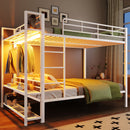 Bunk Bed With Storage Shelves, Clothes Hooks, LED Light by HouseOfZazla