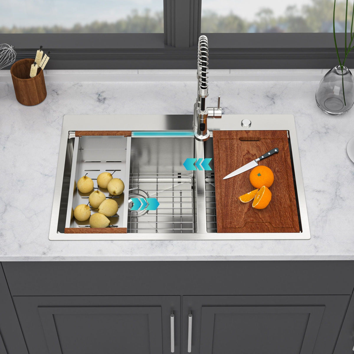 Topmount Drop In Kitchen Sink With Double Bowl Design, photo 4 of 20
