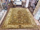 8x10 Rug - Plush Tibetan Rug - Green & Beige Floral Rug - Large Handmade Wool Rug - 250x300 Carpet