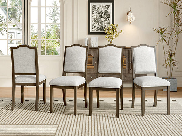 Farmhouse Dining Chairs Set of 4, Upholstered Dining Chairs with High Back, Modern Seating for Kitchen, Bedroom & Living Room(Beige+Brown)