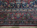 9x12 Persian Sarouk Rug - Semi Open Field Medallion Rug - Ivory Red Blue Hand Knotted Wool Oriental Carpet 9 x 12 Antique Rug - Vegetable Dyes
