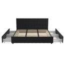 King Upholstered Bed With Storage - Black by HouseOfZazla