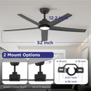 52 Inch Ceiling Fans with Lights, Large Air Volume Ceiling Fans with Reversible Quiet DC Motor and Remote by HouseOfZazla