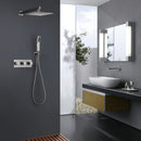 2 Functions Complete Shower Fixtures, 3 Knob Handles Complete Shower Systems, 10 inches Brushed Nickel - 2W03