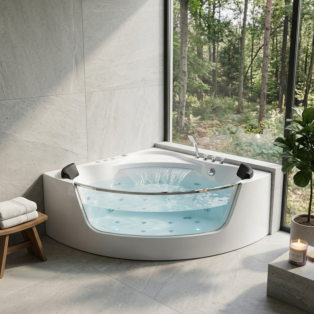 59" Corner Whirlpool Bathtub for 2-Person, photo 2 of 8