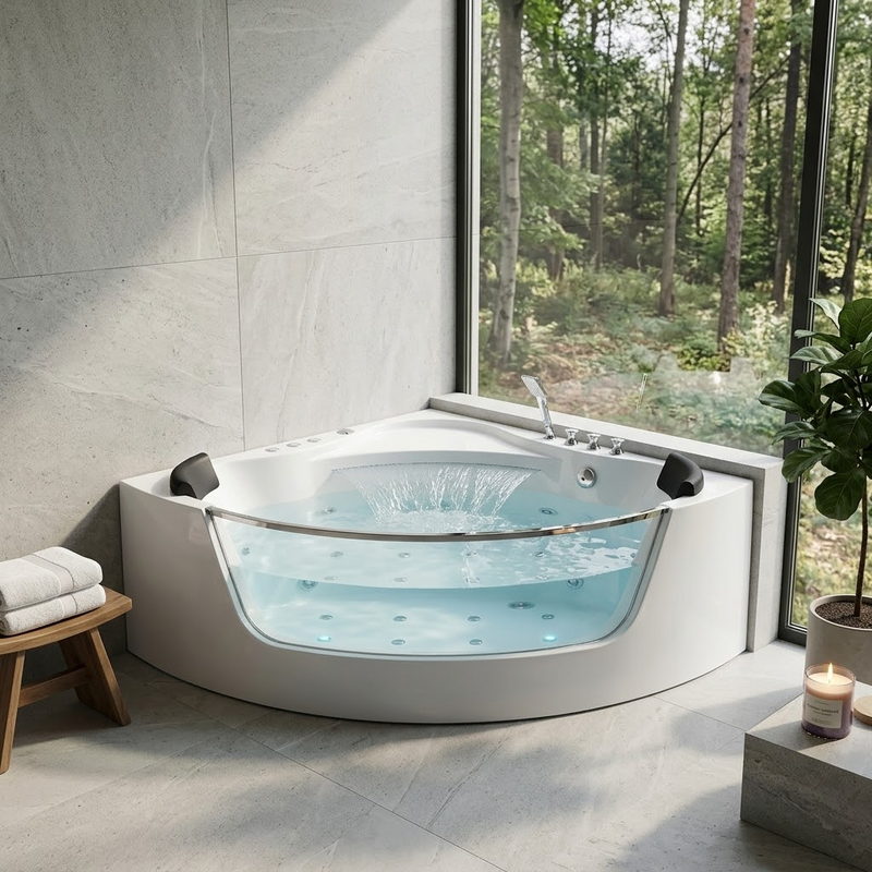 59" Corner Whirlpool Bathtub for 2-Person, photo 2 of 8