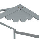 Double Twin House-Style Floor Bed with Fence, Guardrails, without door, Grey(Old Sku:W504P143316)