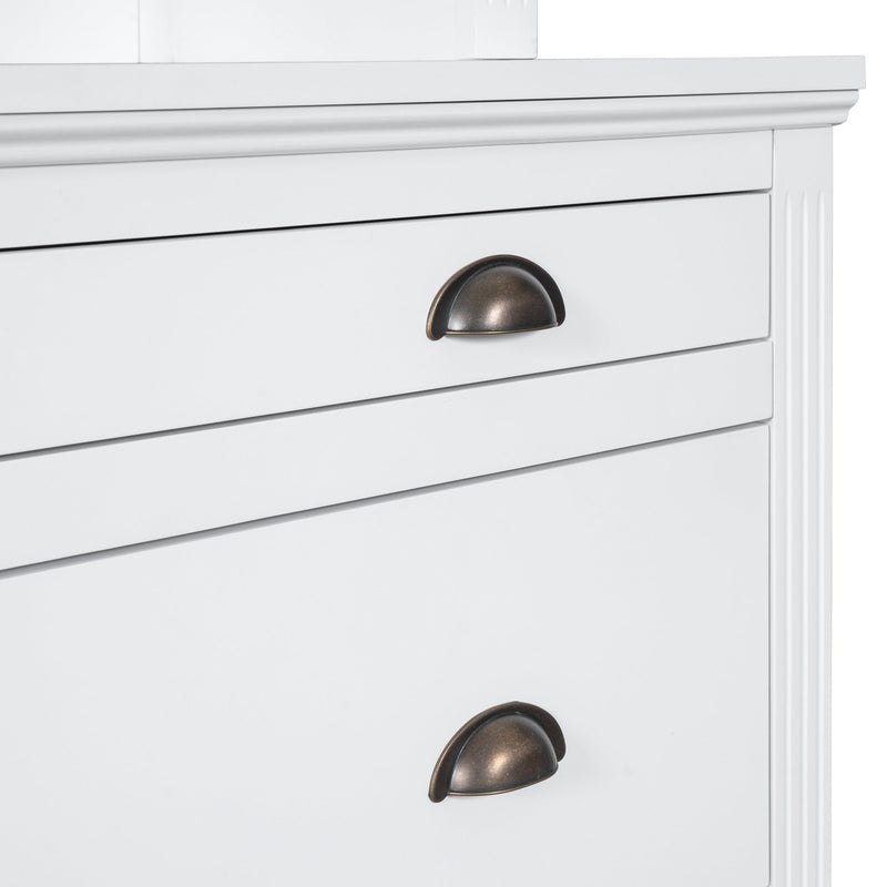 83.4"Tall Bookshelf &Writting Desk Suite,Modern Bookcase Suite with LED Lighting, Drawers,Study Desk and Open Shelves,2-Piece Set Storage Bookshelf for Living Room,Home Office,Study room,White