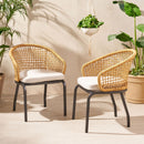 Outdoor Wicker Chair With Powder-Coated Iron Legs
