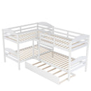 Twin L-Shaped Bunk Bed With Trundle - White by HouseOfZazla