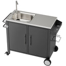 Outdoor Grill Cart With 304 Stainless Steel Sink And Cabinet - Black / Silver by HouseOfZazla