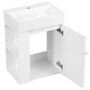 20 Inch Bathroom Vanity with Ceramic Sink, Diamond Pattern Door Design by HouseOfZazla