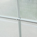 15' x 7' x 7' Walk-In Tunnel Greenhouse, Large Garden Hot House Kit with 6 Roll-up Windows & Roll Up Door, Steel Frame, White