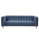 89" Modern Sofa Dutch Fluff Upholstered sofa with solid wood legs, buttoned tufted backrest,blue