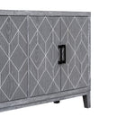 4-door Retro Sideboard with Adjustable Shelves, Two Large Cabinet with Long Handle, for Living Room and Dining Room (Light Gray)