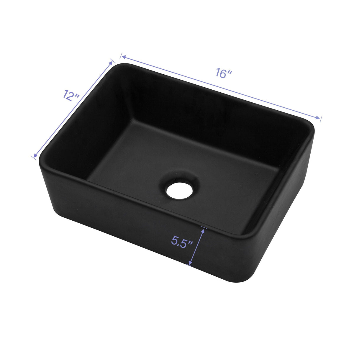 Sleek Ceramic Rectangular Vessel Bathroom Sink, photo 6 of 17