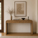 Walnut Curved Design 3-Drawer Long Console Table