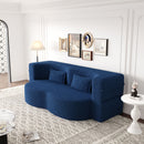 Modern Floor Sofa, With 2 Pillows, Convertible Teddy Fabric Foam Filled Bed