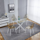 Dining Table With Cross Metal Leg And Tempered Glass, Modern Space Saving Kitchen Table For Living Room by HouseOfZazla