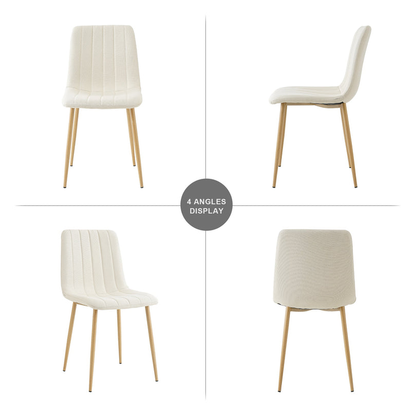Modern beige cloth dining chair, Fabric Accent Upholstered Chairs Side Chair with wood-transfer Metal Legs for Home Furniture Living Room Bedroom Kitchen Dining room(set of 4)