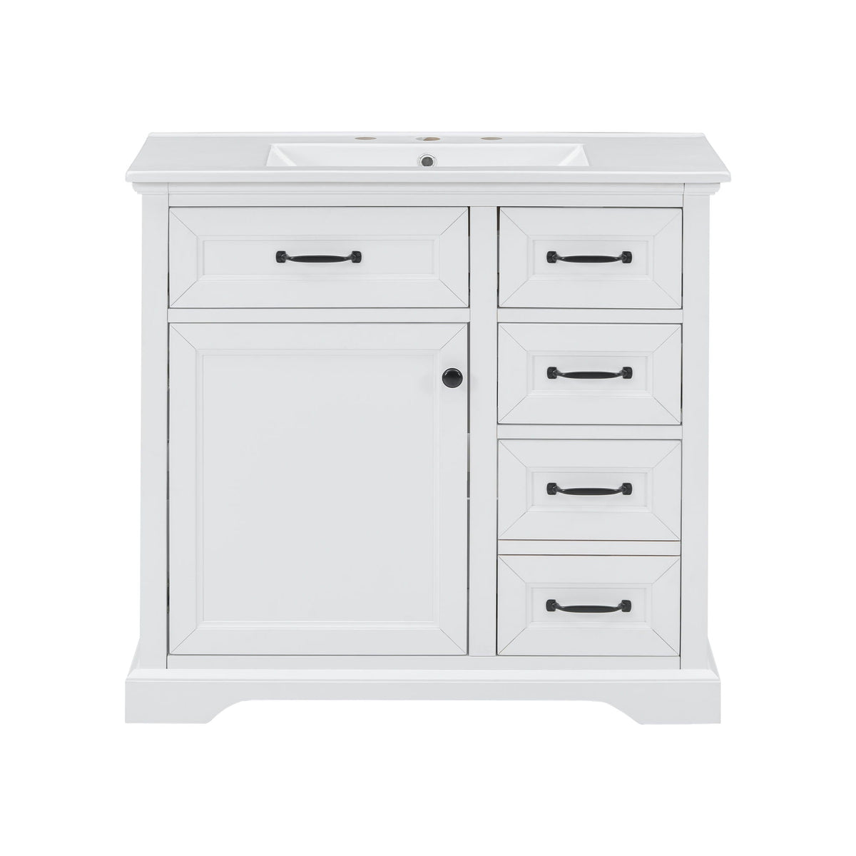 36" Bathroom Vanity With Sink, 2 Tip-Out Drawers, Soft Close Hinges, photo 6 of 40