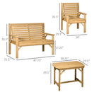 5 Piece Wooden Patio Dining Set for 6, Outdoor Conversation Set with 2 Armchairs, 2 Loveseats, and Dining Table with Umbrella Hole for Backyard, Garden, Light Brown