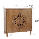 Rustic Hand-Carved Wooden 2-Door Cabinet