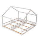 House Platform Beds, 2 Shared Beds, Metal Frame With Guardrails