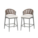 Outdoor 26" Counter Height Metal Frame Counter Stools With Scallop Shaped Backrest & Water Resistant Cushions by HouseOfZazla