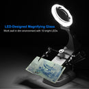 LED Light Helping Hands Magnifying Glass 3X/4.5X w/ 360¡Adjust Third Hand Soldering Vise