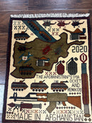 Afghan War Rug, Helicopters Tanks Guns, Handmade, Wool, 2x3