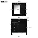 Bathroom Vanity With Medicine Cabinet, Royal Mirror Cabinet, Modern Bathroom Storage Cabinet With 2 Soft Closing Doors And 4 Drawers by Unique Piece Furniture