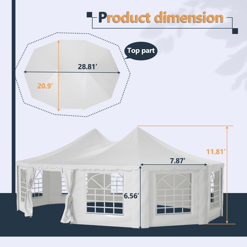 [29X21FT] Extra Large Heavy-Duty Outdoor Waterproof Party, Wedding Tent With Steel Frame (SAK53821)