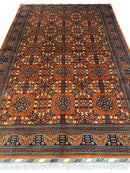Hand-Knotted Afghani Bukharayi Rug | 6'7" x 10' Wool Area Carpet – Traditional Geometric Design