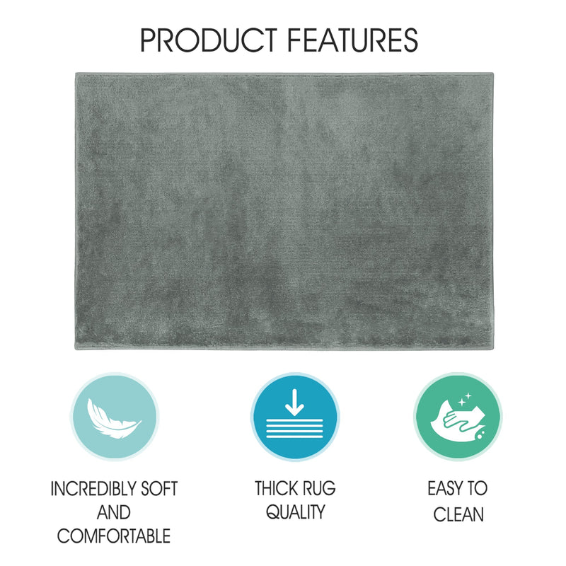 Sussex Home, Landing Rug, Slip Resistant Indoor Carpets Includes Adhesive Tape  2' x 3'-Solid Collection |Teal