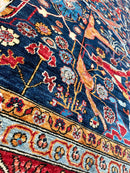 Hand-Knotted Afghani Bidjar Wool Rug – 9’x12’ – Intricate Geometric & Floral Motifs