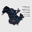 2D Wooden World Map Midnight