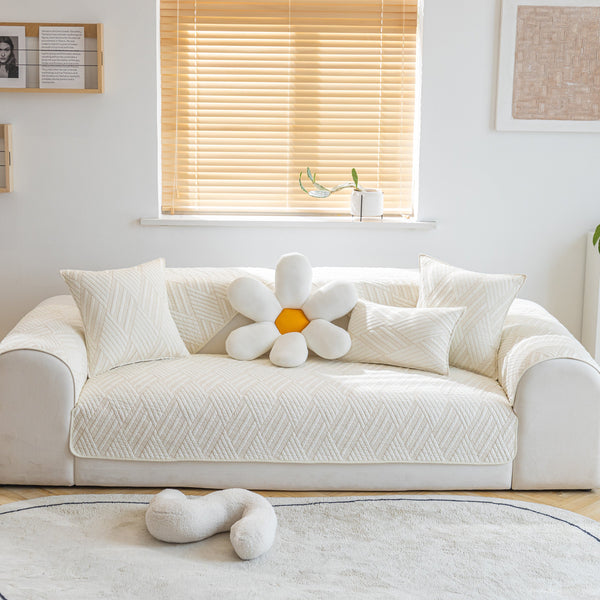 Quilted Geometric Cotton Sofa Cover, Non-Slip & Thick Padded Furniture Covers, photo 2 of 79