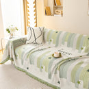 Geometric Chenille Sofa Throw Cover, Breathable Couch Protector with Tassel Fringe