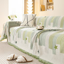 Geometric Chenille Sofa Throw Cover, Breathable Couch Protector with Tassel Fringe
