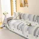 Geometric Chenille Sofa Throw Cover, Breathable Couch Protector with Tassel Fringe