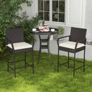 2/4 Pieces Outdoor PE Rattan Cushioned Barstool Set with Armrests by LJGDeals