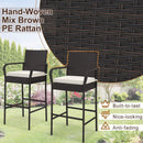 2/4 Pieces Outdoor PE Rattan Cushioned Barstool Set with Armrests by LJGDeals